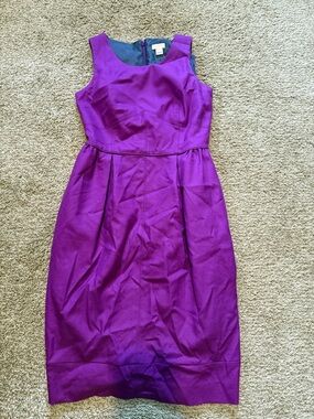 J. Crew Vibrant Purple Sleeveless Sheath Midi Dress